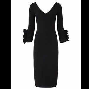 Badgley Mischka Pinch Ruffle Sleeve Sheath Size 12